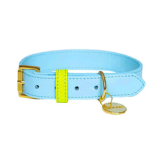 COLLAR DE CUERO BABYBLUE/LEMON