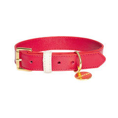 COLLAR DE CUERO CHERRY/CREAM