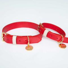 COLLAR DE CUERO CHERRY/CREAM